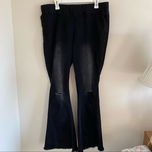 Black Flared Bottom Stretch Pullup Jeans Sz 2XL